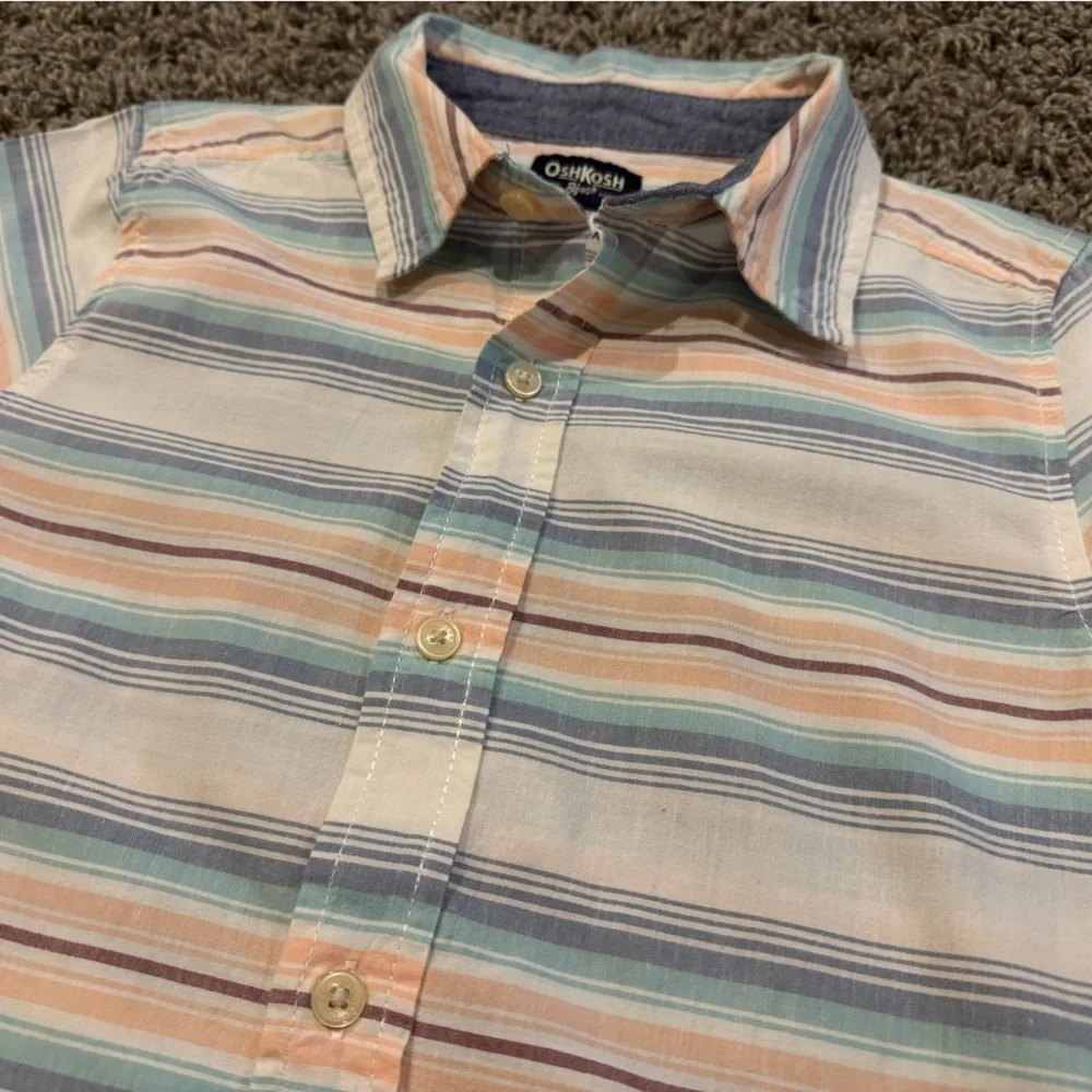 Oshkosh boys striped short sleeve button up shirt, size 10